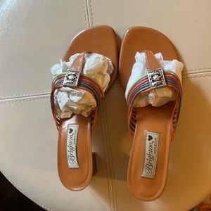 Brighton multi color leather strap sandal